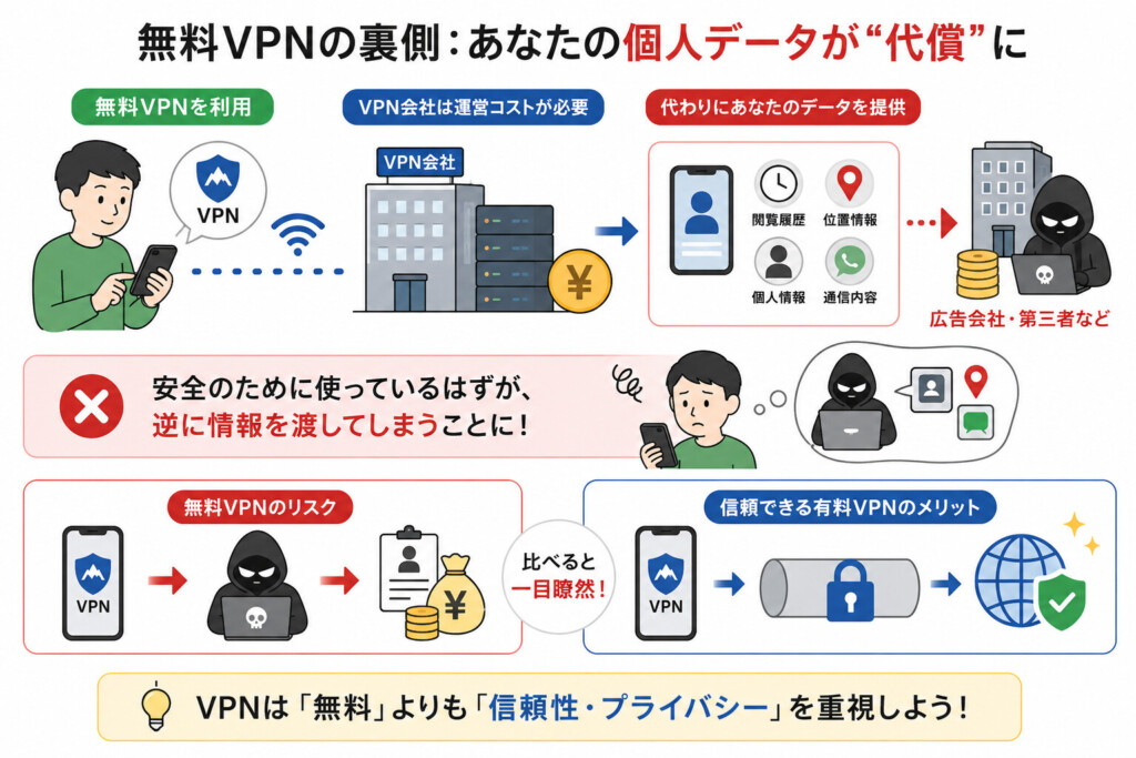 無料のVPNサービスがおすすめ出来ない理由