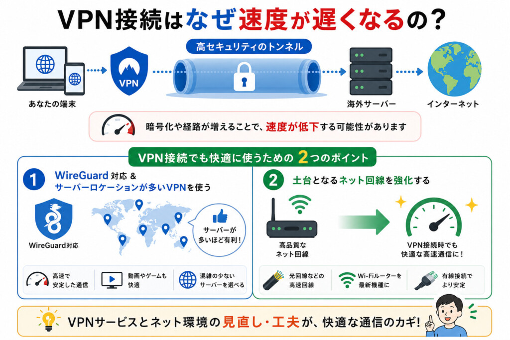 VPN接続で遅くなる理由と対策方法