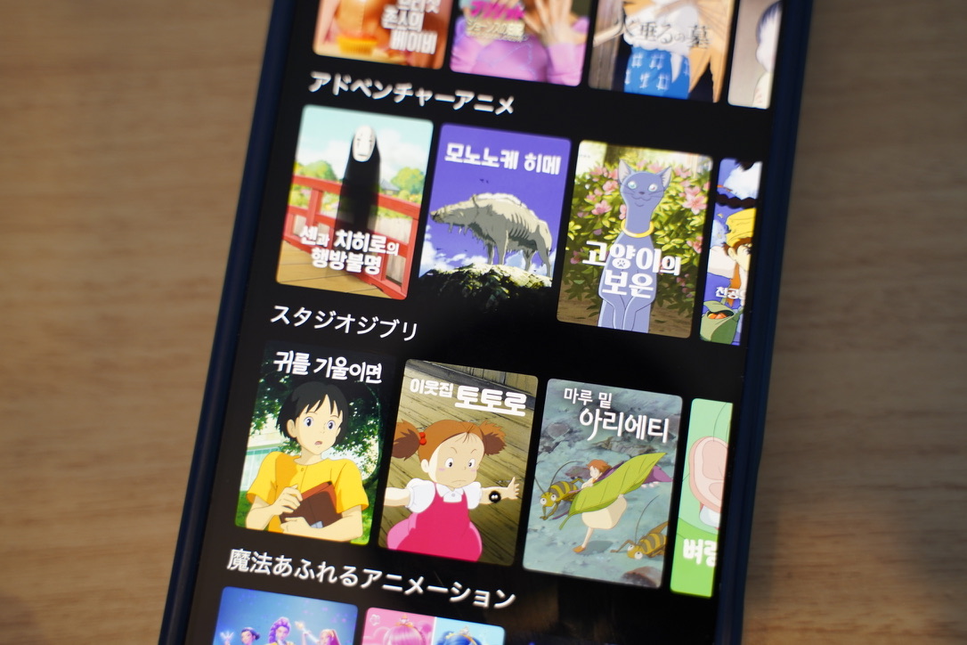VPN Gateの韓国サーバー接続時にNetflixへ表示されたスタジオジブリ作品